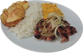 Prato - almoço com linguiça acebolada